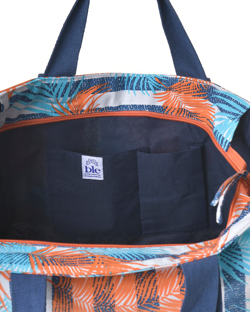 Ble Resort Collection Borsa Azzurro in Tessuto con Foglie