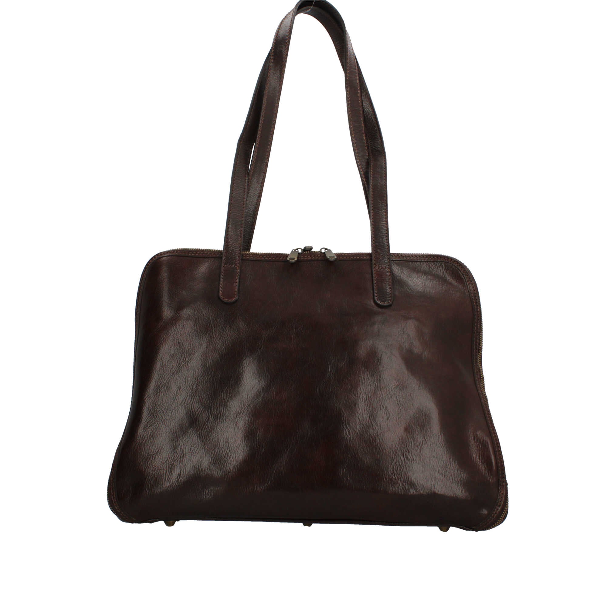 Borsa Made in Italy a mano con zip superiore e design professionale Marrone TU | Giò Fashion