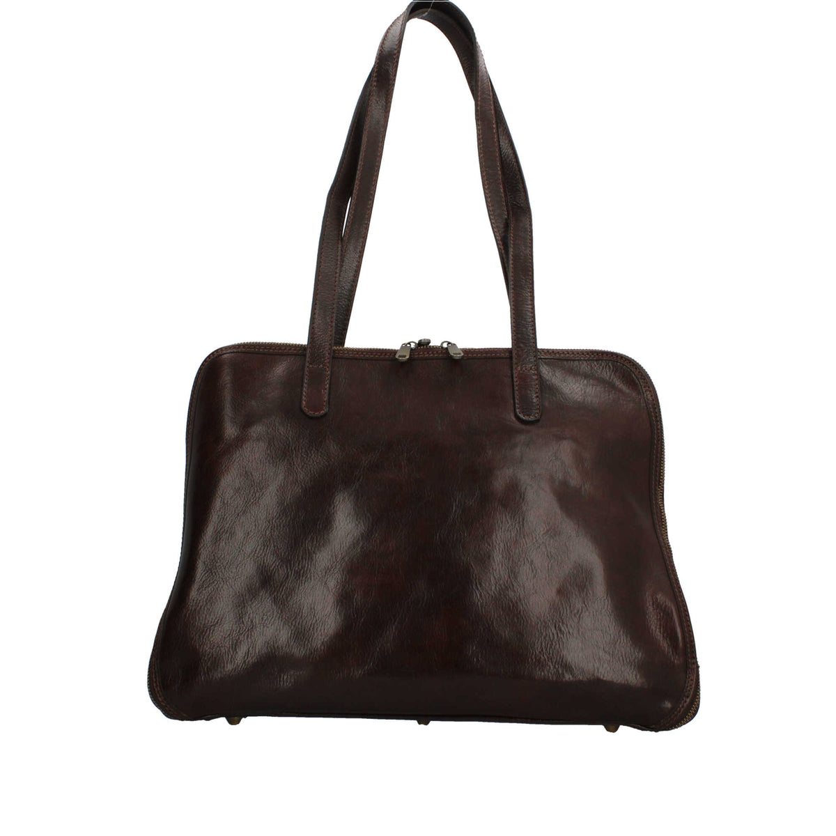 Borsa Made in Italy a mano con zip superiore e design professionale Marrone TU | Giò Fashion