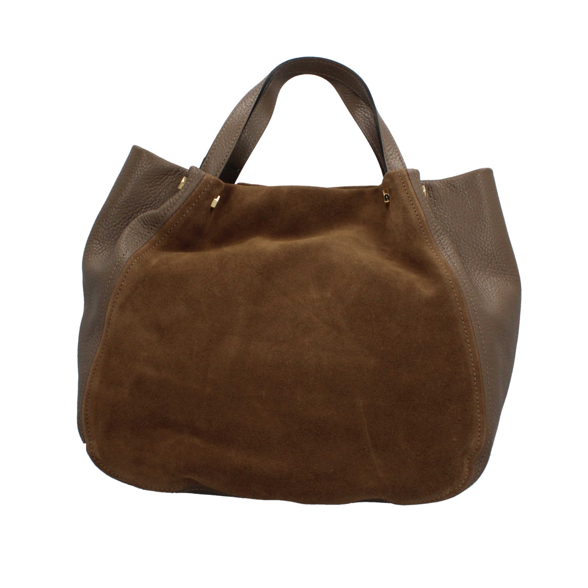 Borsa a mano Made in Italy in pelle e suede con tracolla rimovibile Beige TU | Giò Fashion