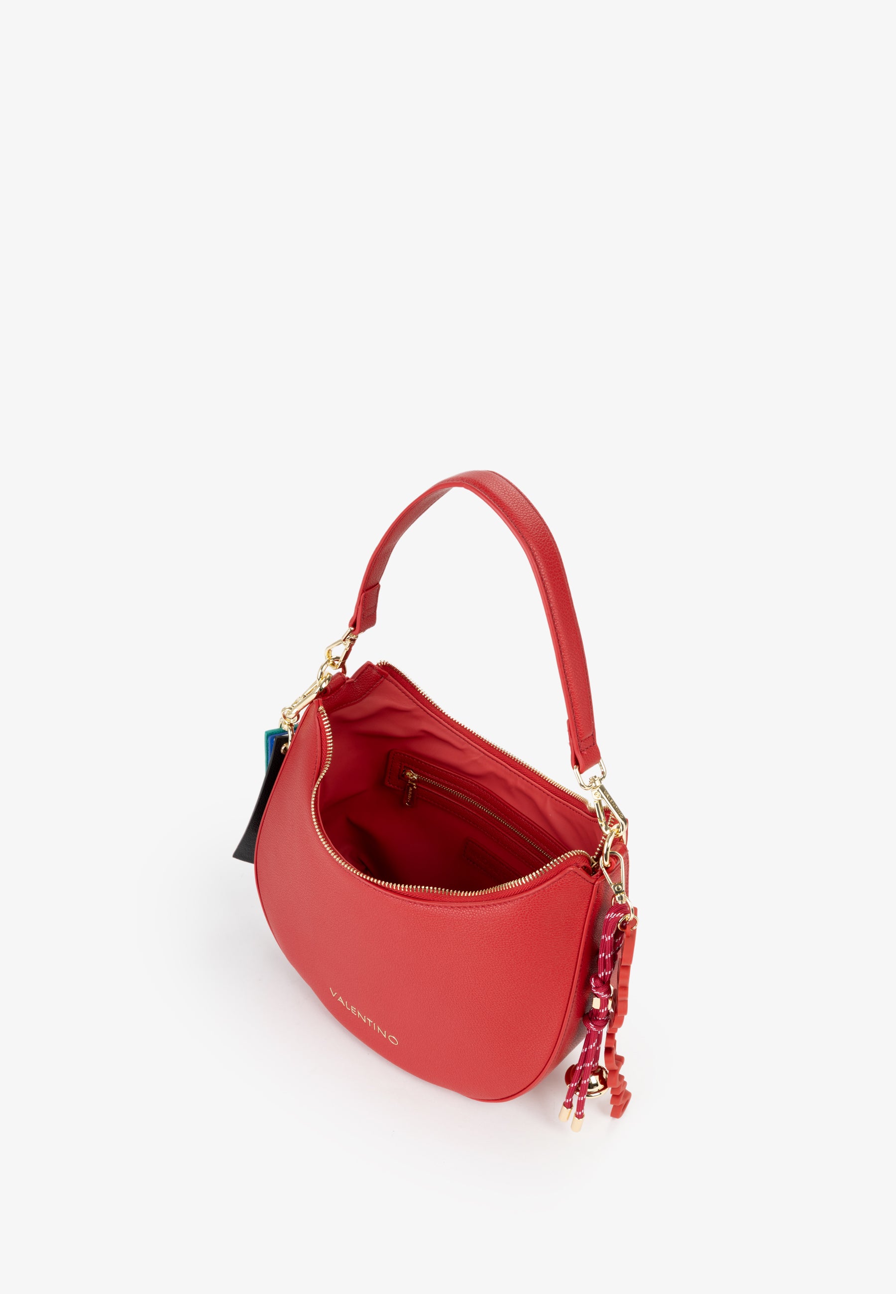 Borsa a spalla donna Mario Valentino compatta con silhouette arrotondata e dettagli iconici Rosso TU | Giò Fashion