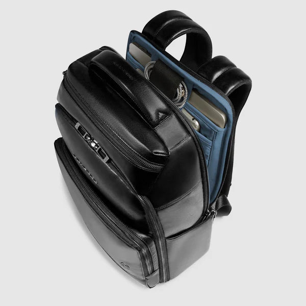 Zaino Piquadro in pelle porta PC e tablet con organizer interno Nero TU | Giò Fashion
