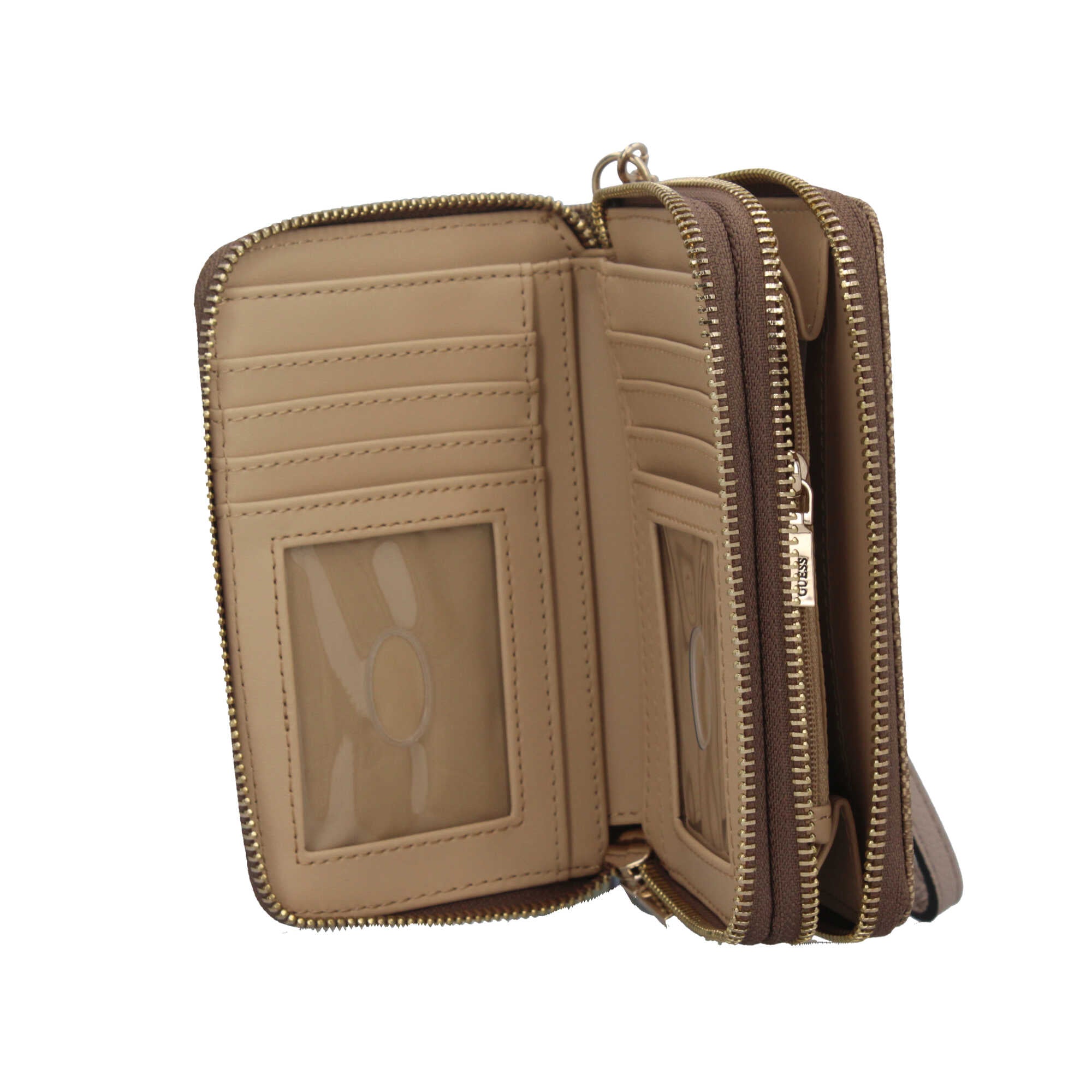 Portafoglio Guess con Logo All Over e Tracolla BEIGE LOGO TU | Giò Fashion