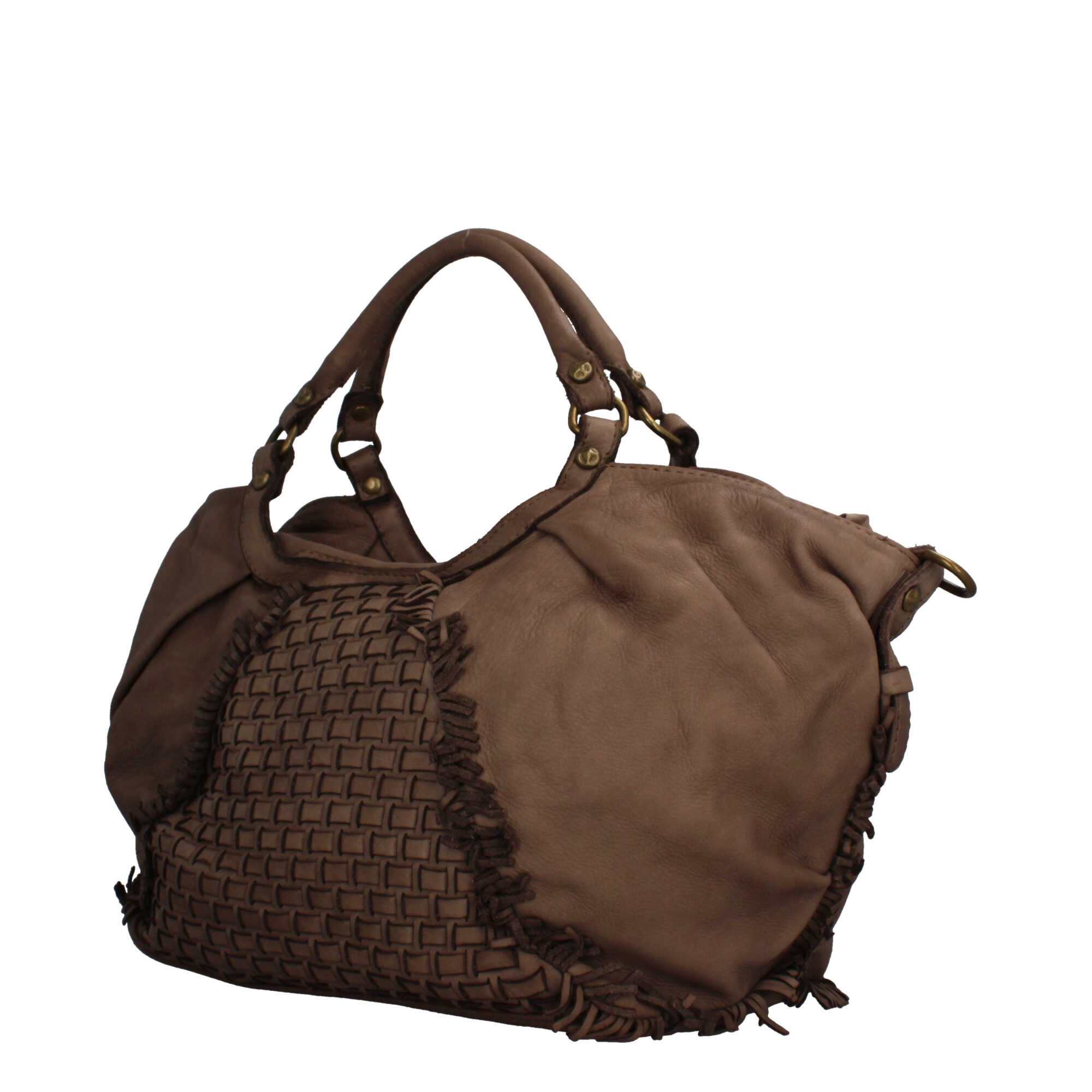 Borsa Made in Italy in pelle intrecciata con tracolla