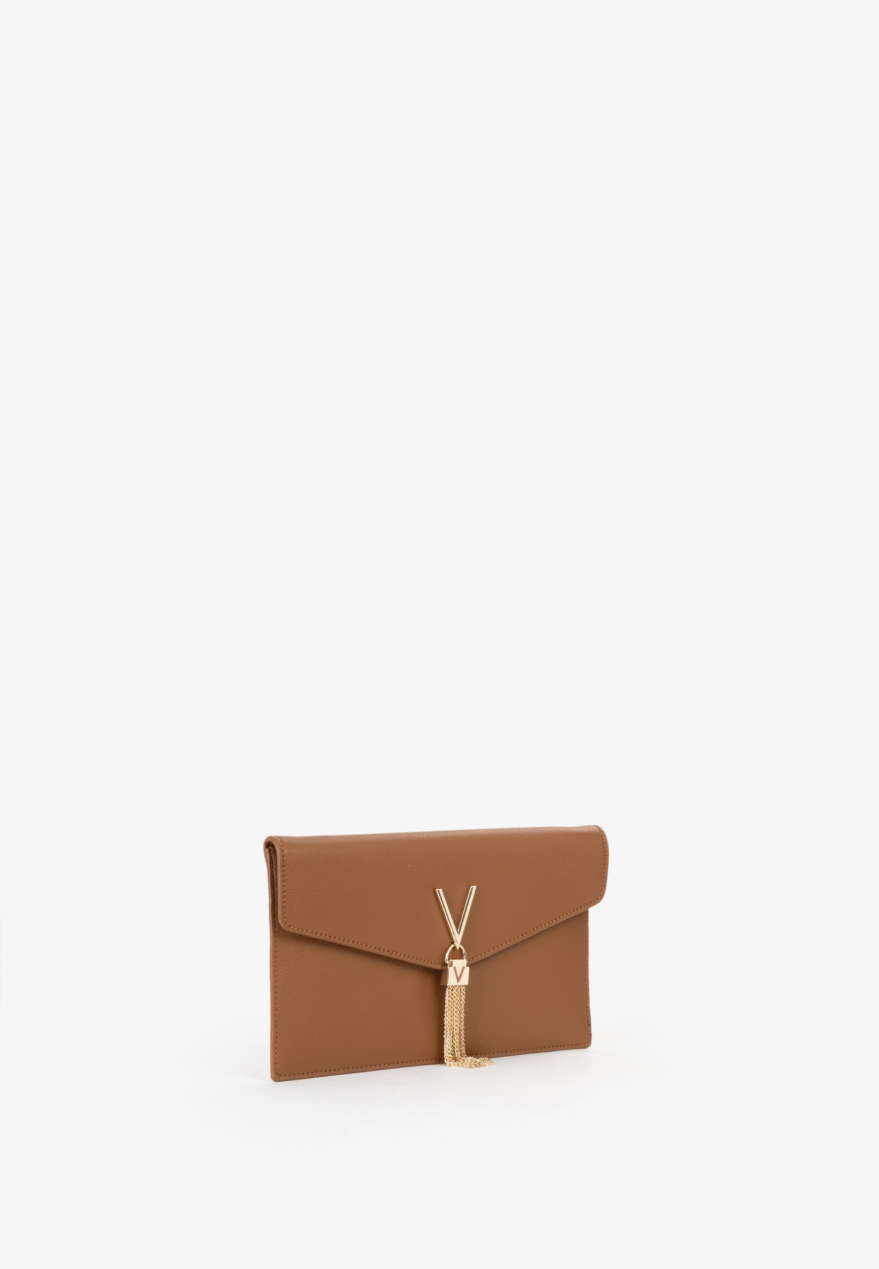 Borsa a tracolla donna Mario Valentino con chiusura a patta e dettaglio V con catena Cuoio TU | Giò Fashion