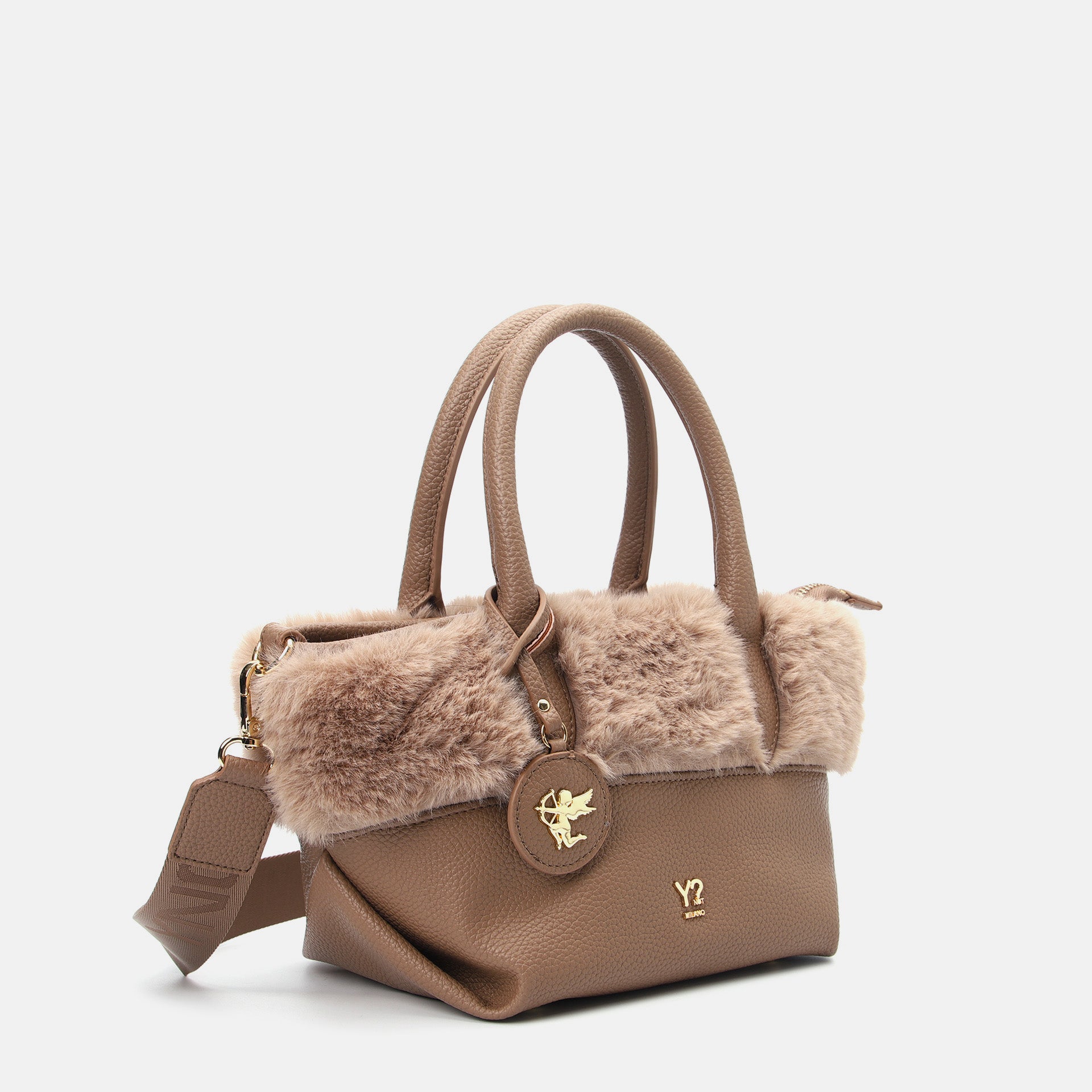 Ynot? Start Borsa Tote Donna con Dettaglio in Eco Pelliccia