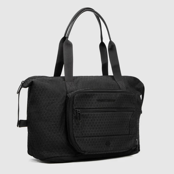Borsa viaggio Piquadro in tessuto tecnico con tasca frontale Nero TU | Giò Fashion