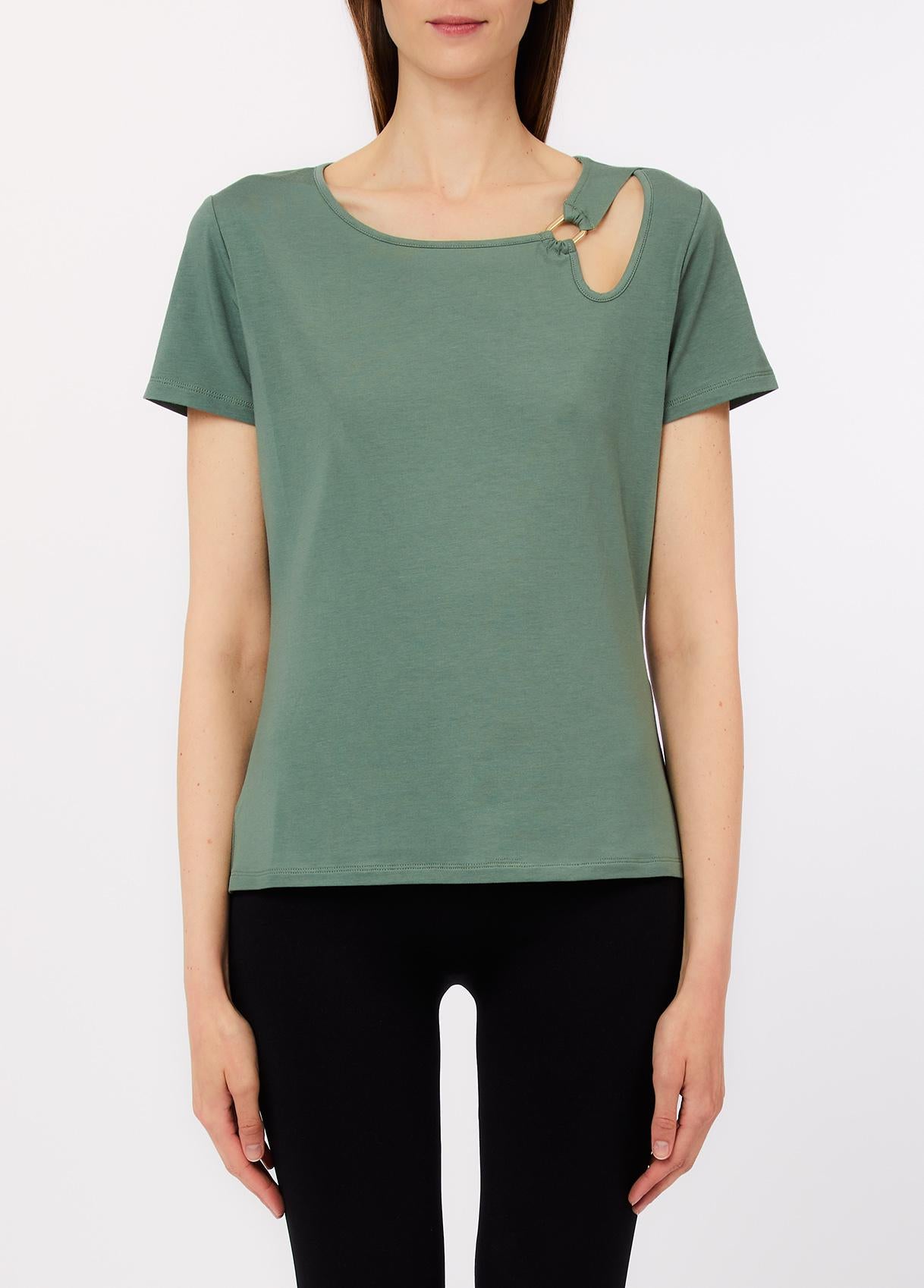T shirt Liu Jo donna con dettaglio cut out sullo scollo Militare S | Giò Fashion