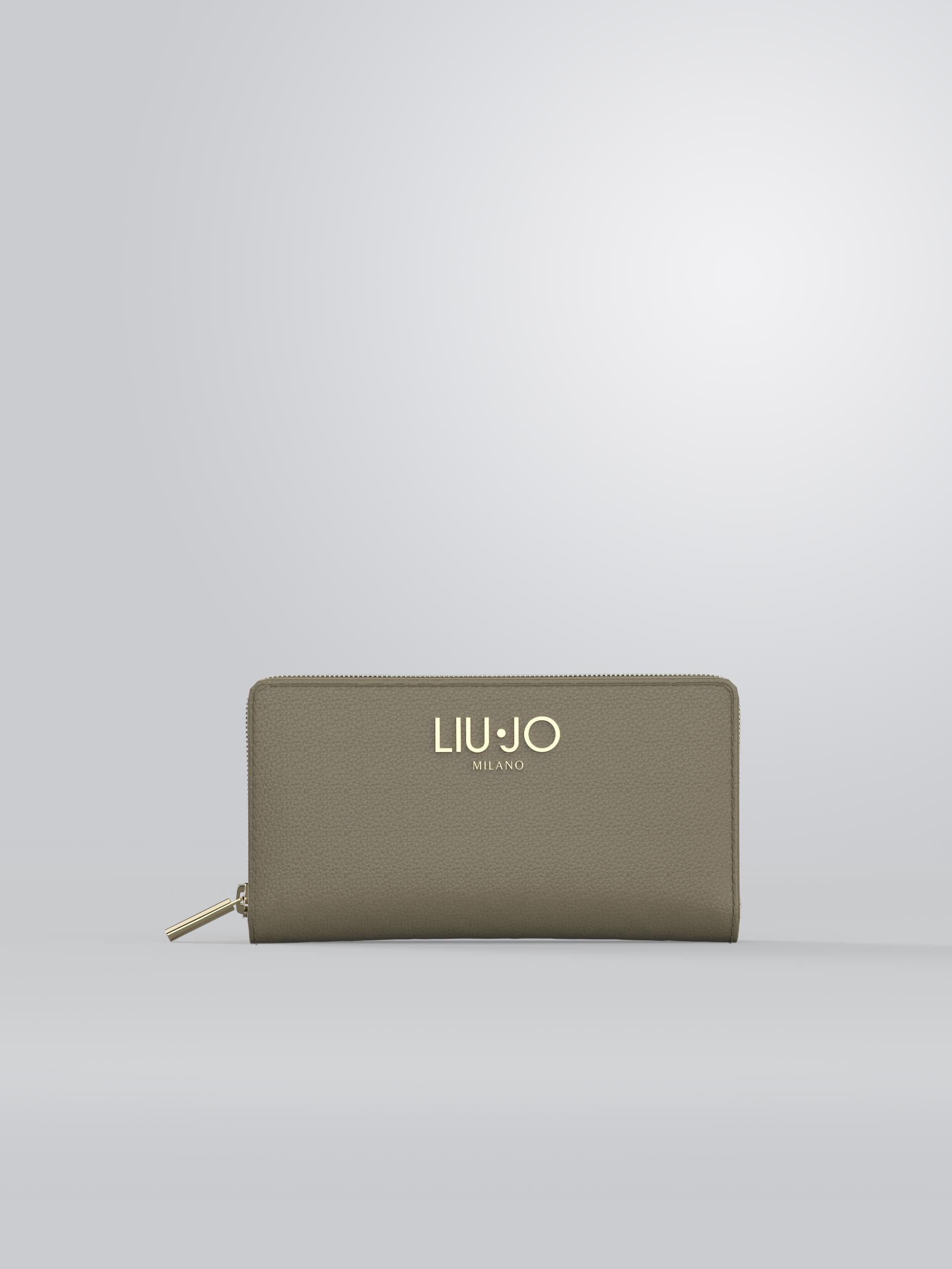 Portafoglio Liu Jo zip around grande elegante donna con logo frontale VERDE TU | Giò Fashion