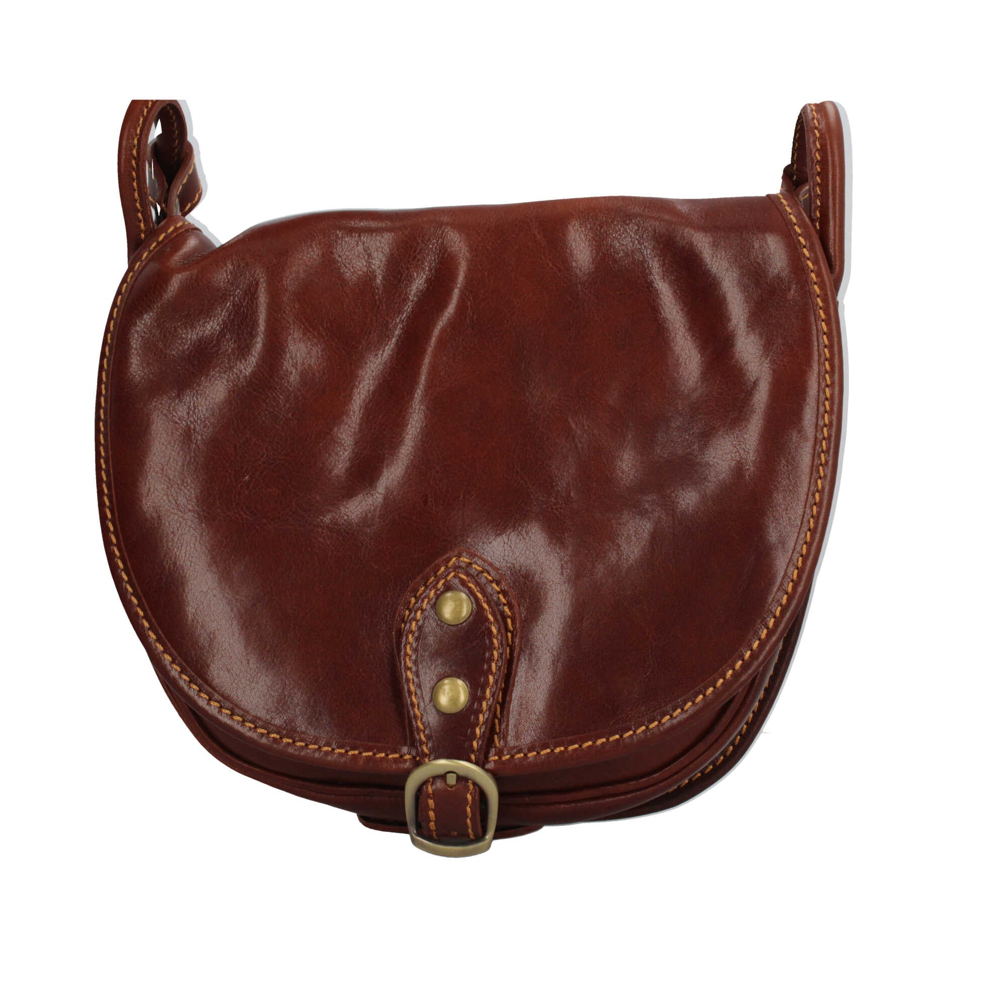 borsa a spalla con chiusura con patta made in italy in vera pelle Marrone TU | Giò Fashion