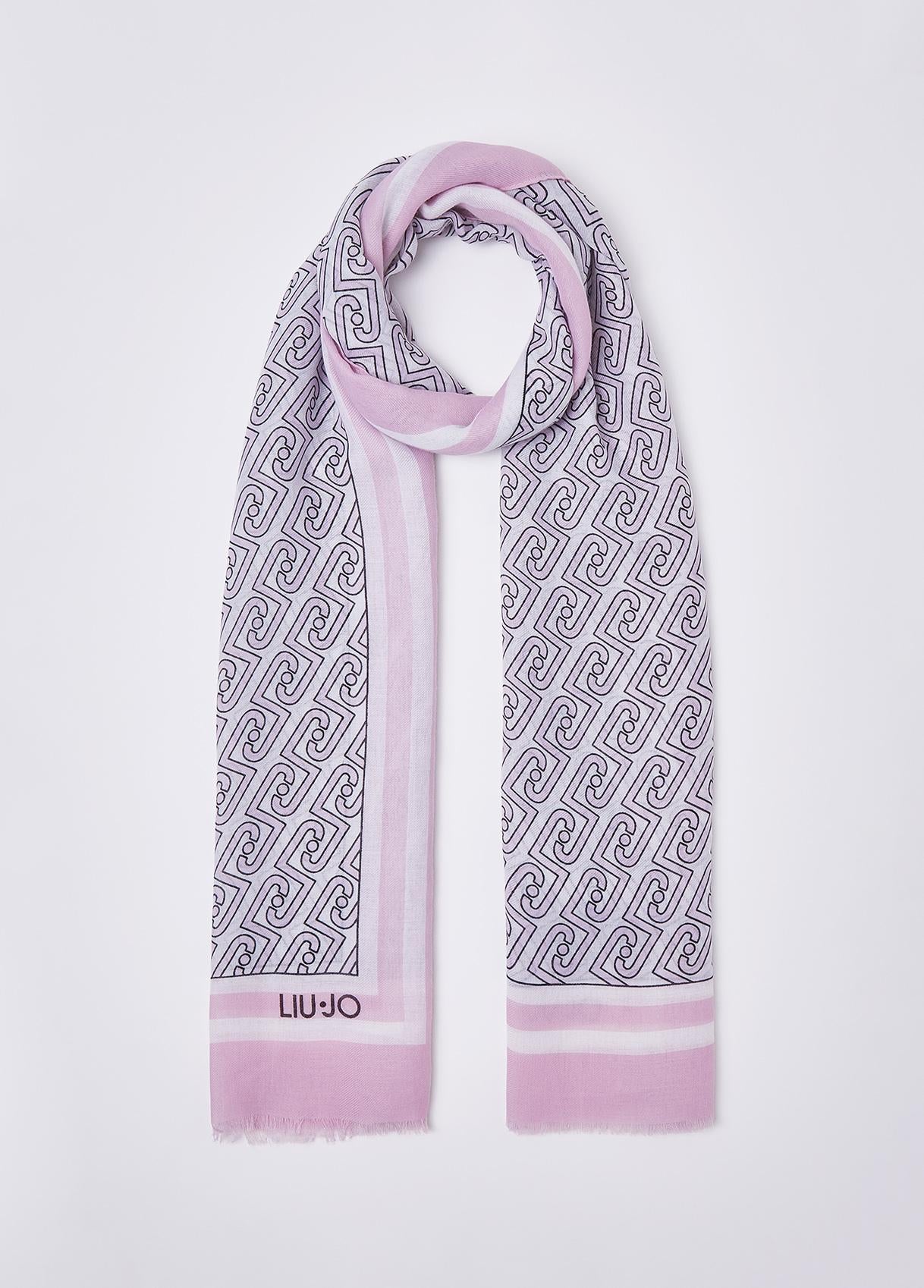 Sciarpa Liu Jo donna con logo e motivo grafico Soft peony TU | Giò Fashion