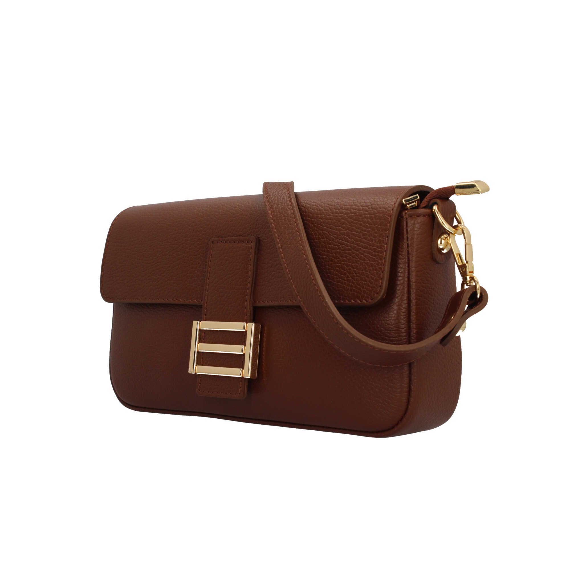 Borsa a tracolla in vera pelle martellata Made in Italy Marrone TU | Giò Fashion