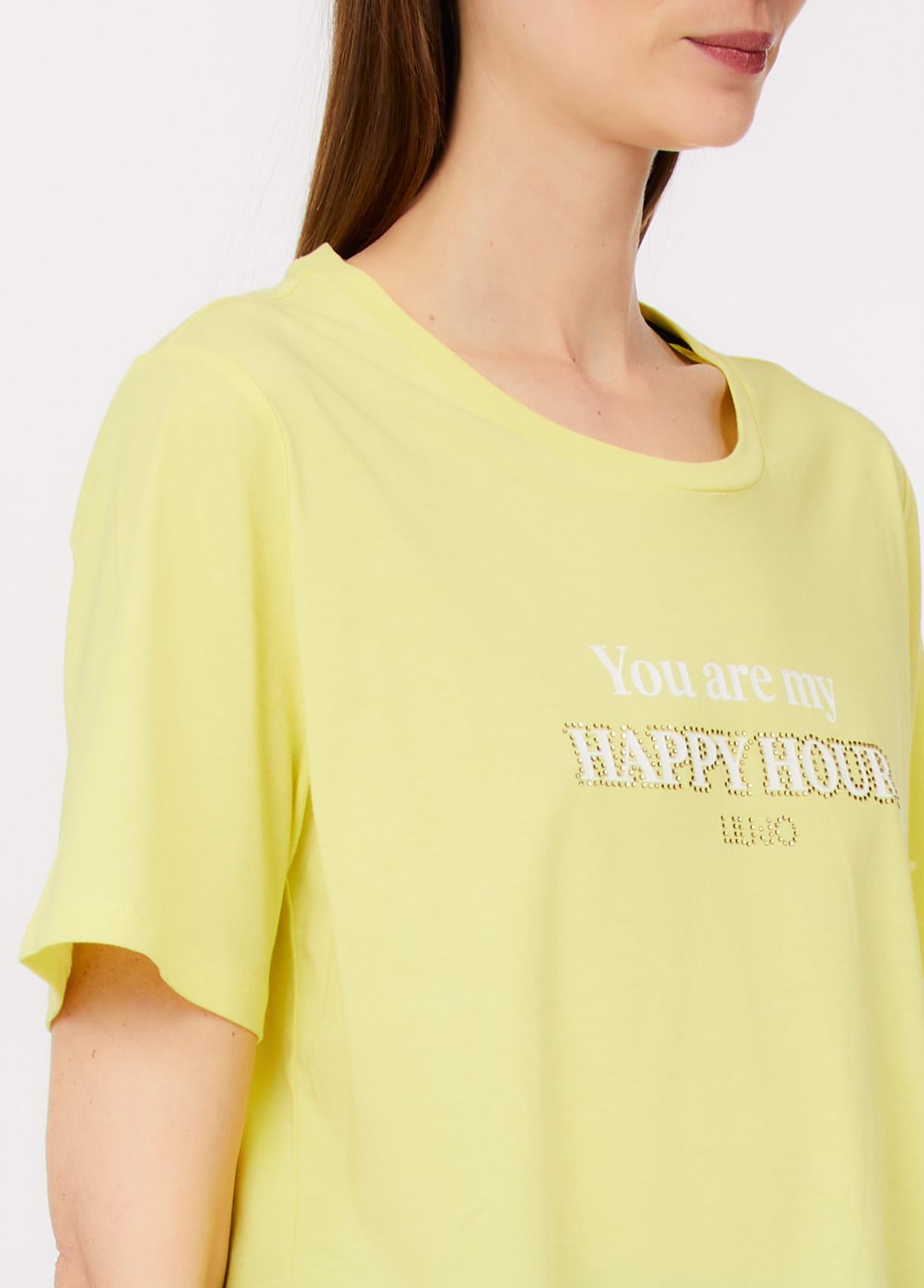 T shirt Liu Jo donna con scritta frontale Limited Edition Giallo XS | Giò Fashion