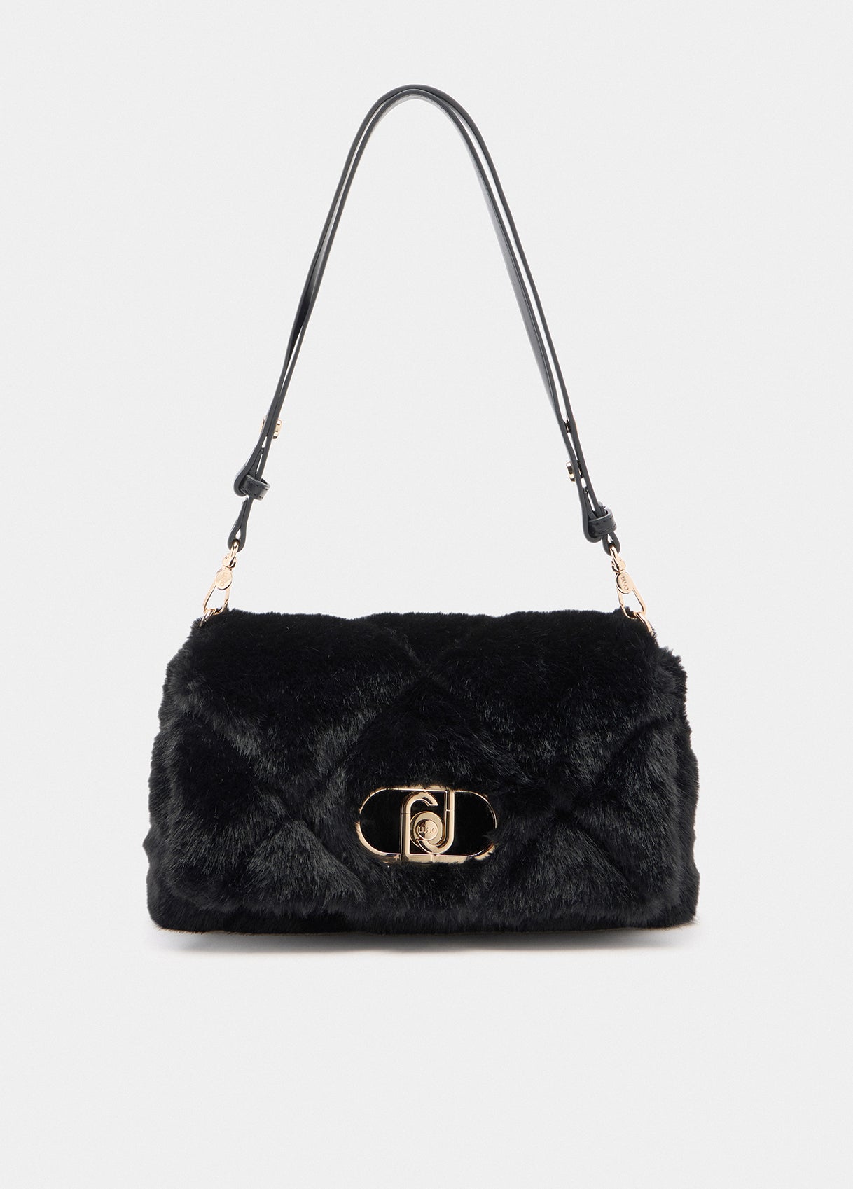 Borsa Liu Jo Puffy effetto pelliccia trapuntata con catena dorata Nero TU | Giò Fashion