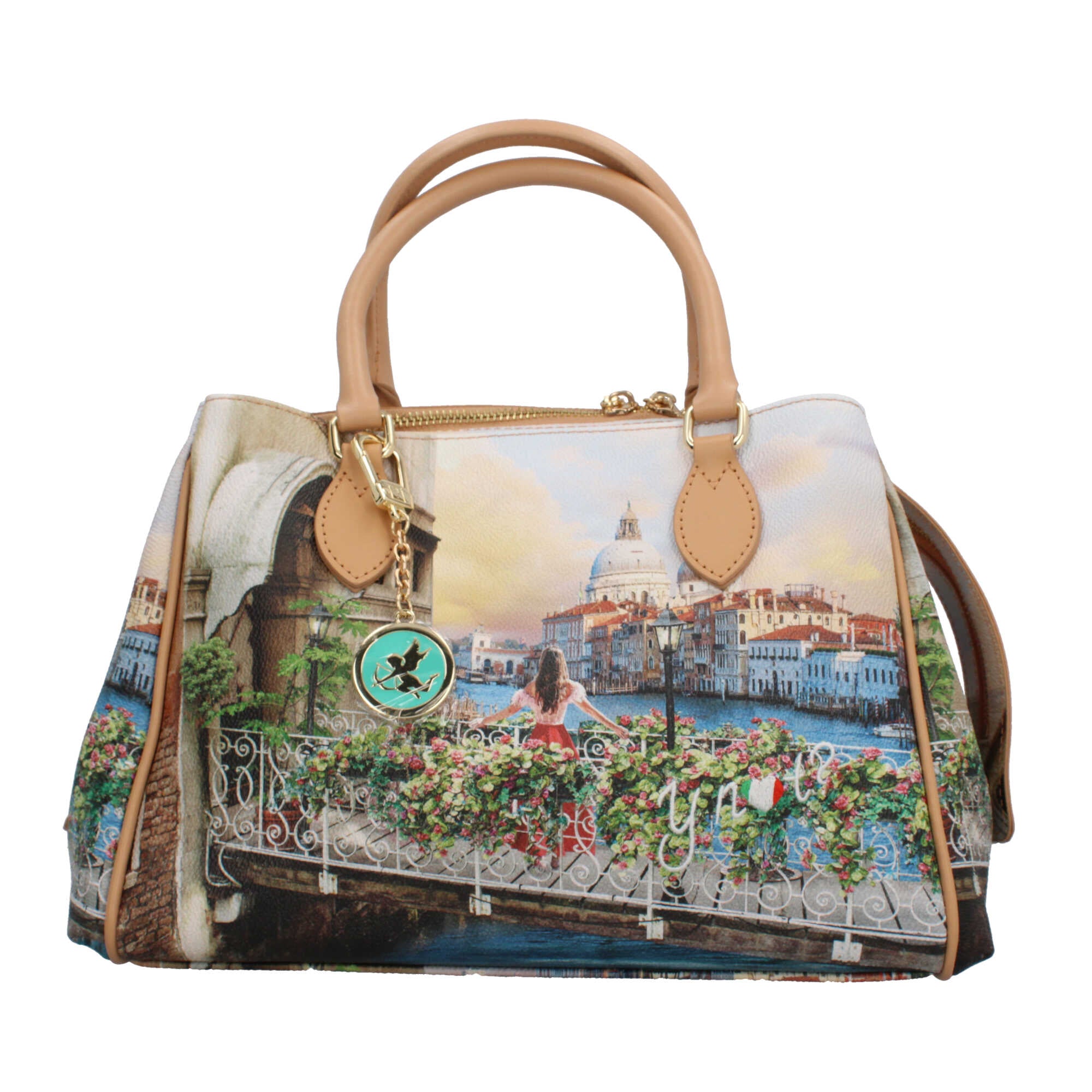 Borsa YNot Milano a mano con stampa FLOWERY CANAL TU | Giò Fashion