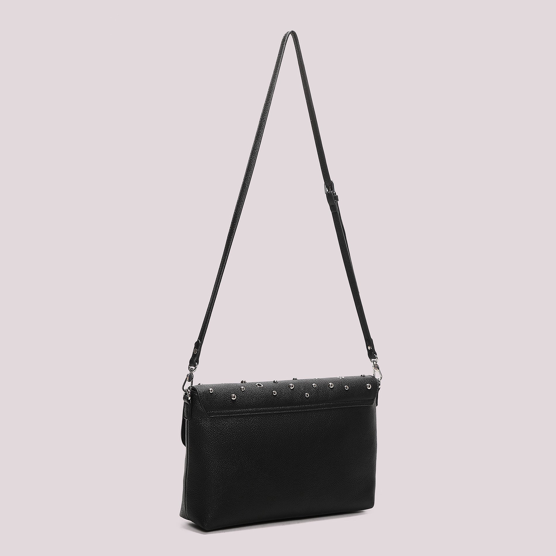 Borsa tracolla donna con borchie design minimal elegante Nero TU | Giò Fashion