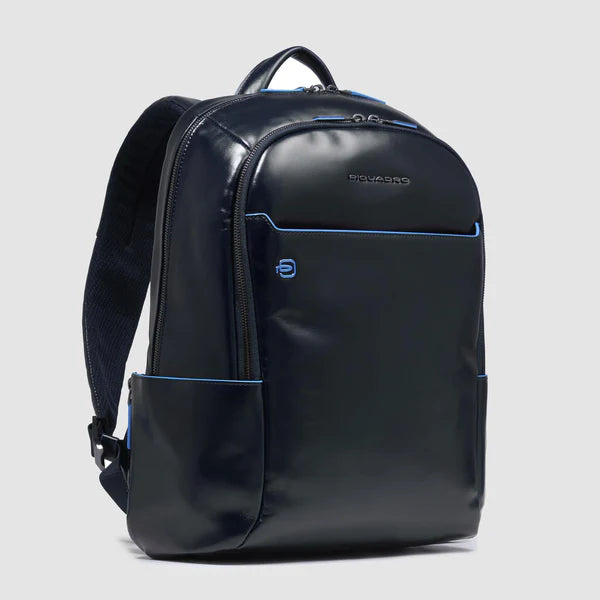 Zaino Piquadro in pelle porta PC e tablet con tasche frontali BLU TU | Giò Fashion