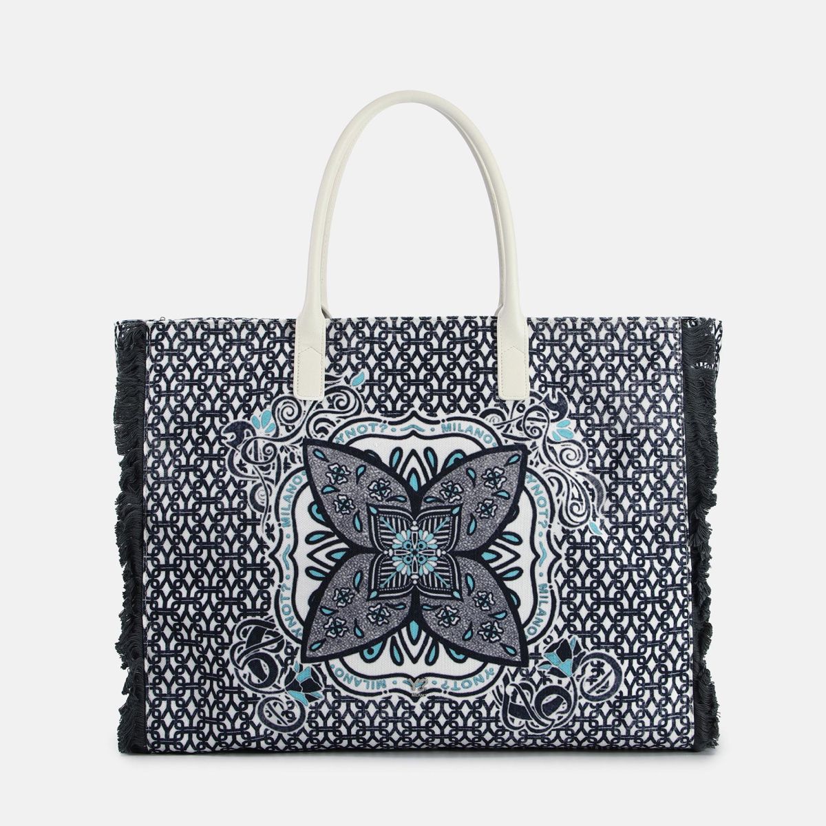 YNot Shopper Milano con stampa mandala e frange laterali