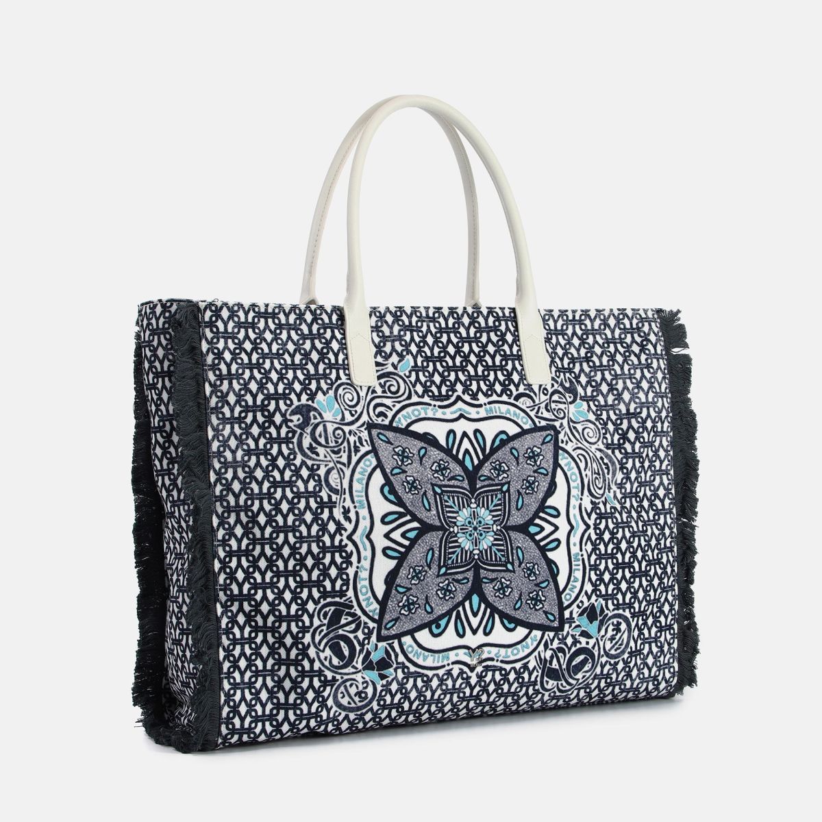 YNot Shopper Milano con stampa mandala e frange laterali