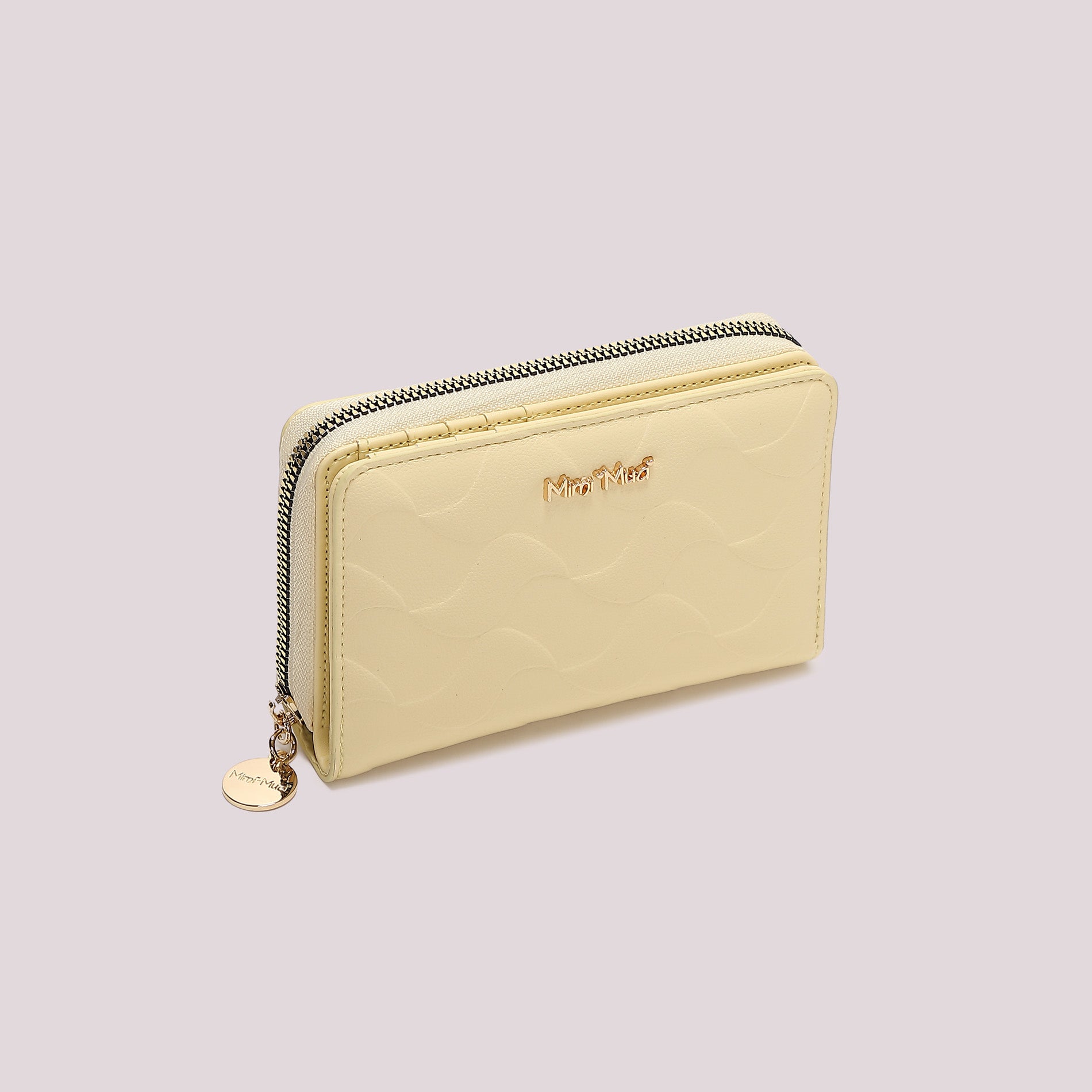 Portafoglio donna Mimi Mua compatto zip around con motivo trapuntato elegante GIALLO CHIARO TU | Giò Fashion