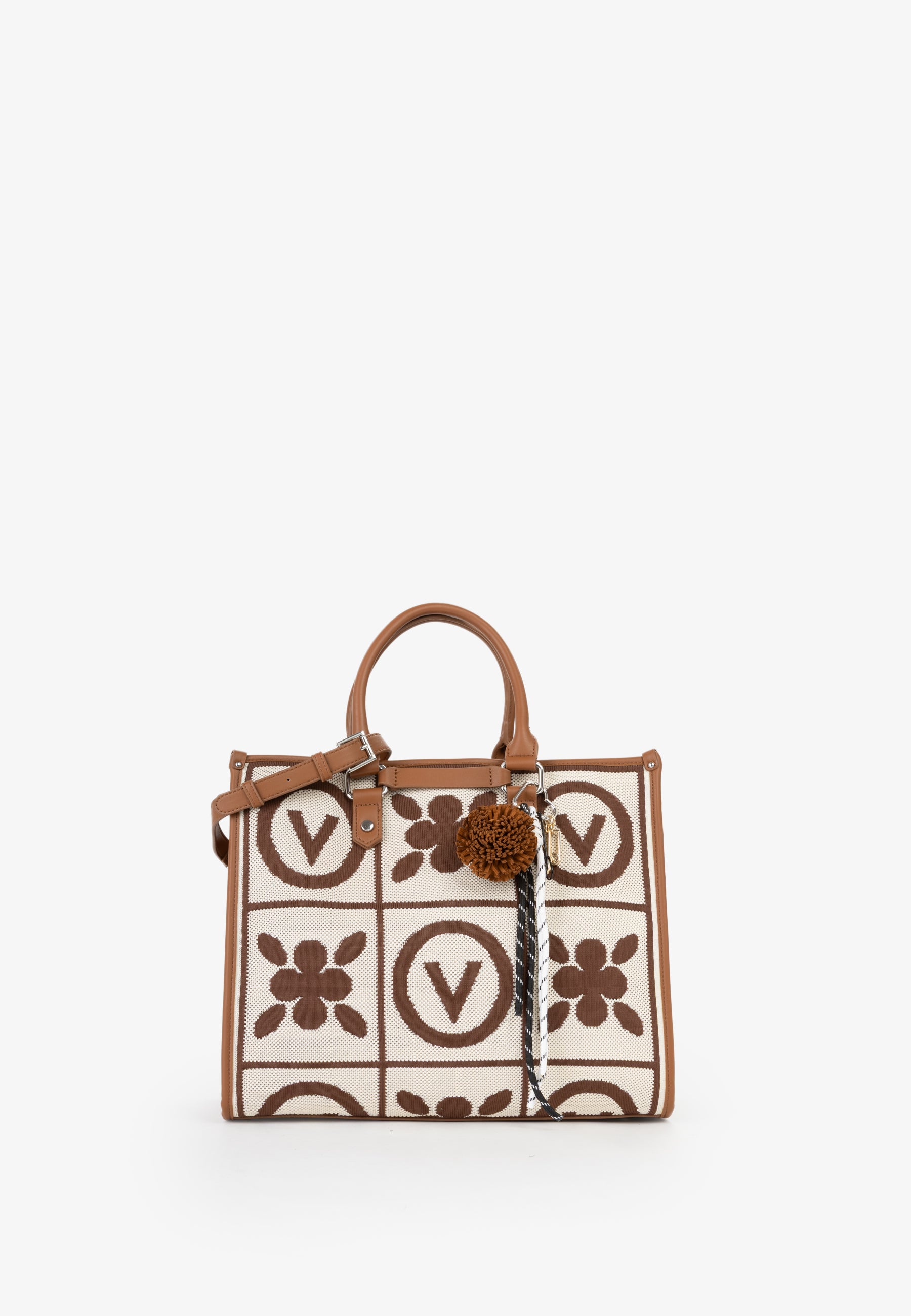 Borsa shopping donna Mario Valentino con stampa grafica e charm decorativo CUOIO/MULTICOLOR TU | Giò Fashion