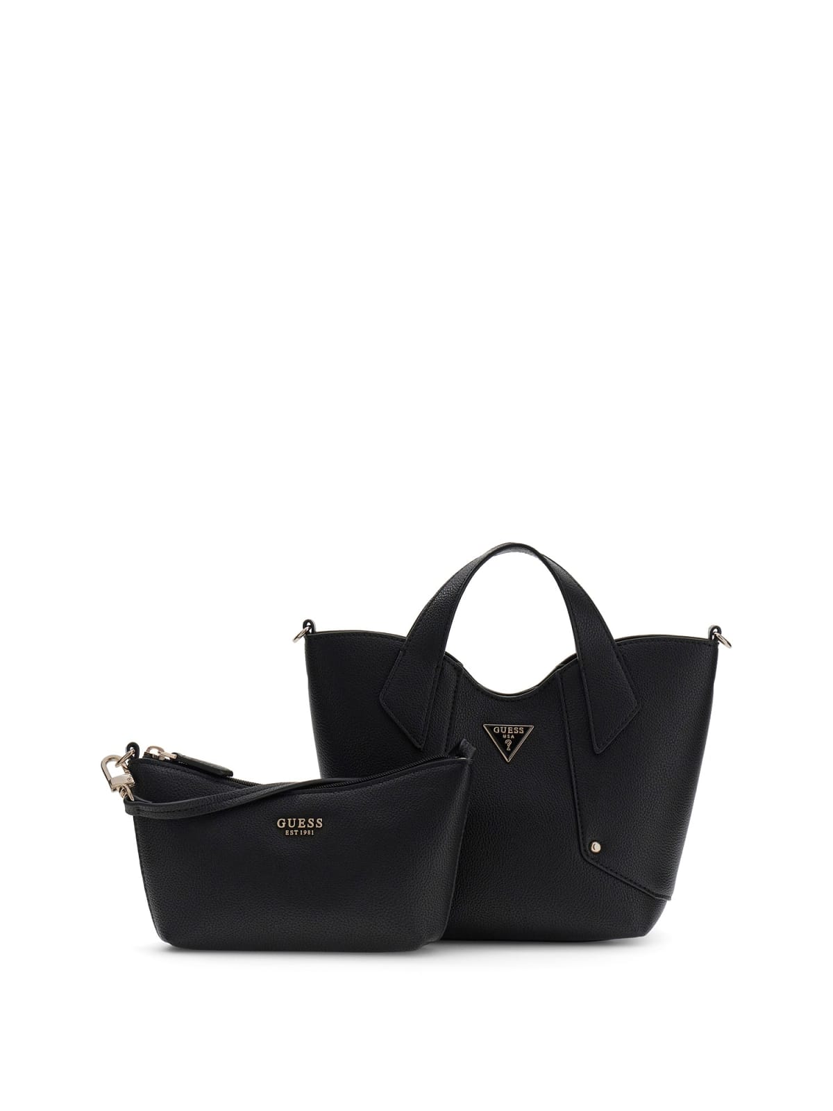 Borsa a mano Guess donna strutturata con doppi manici e logo Nero TU | Giò Fashion