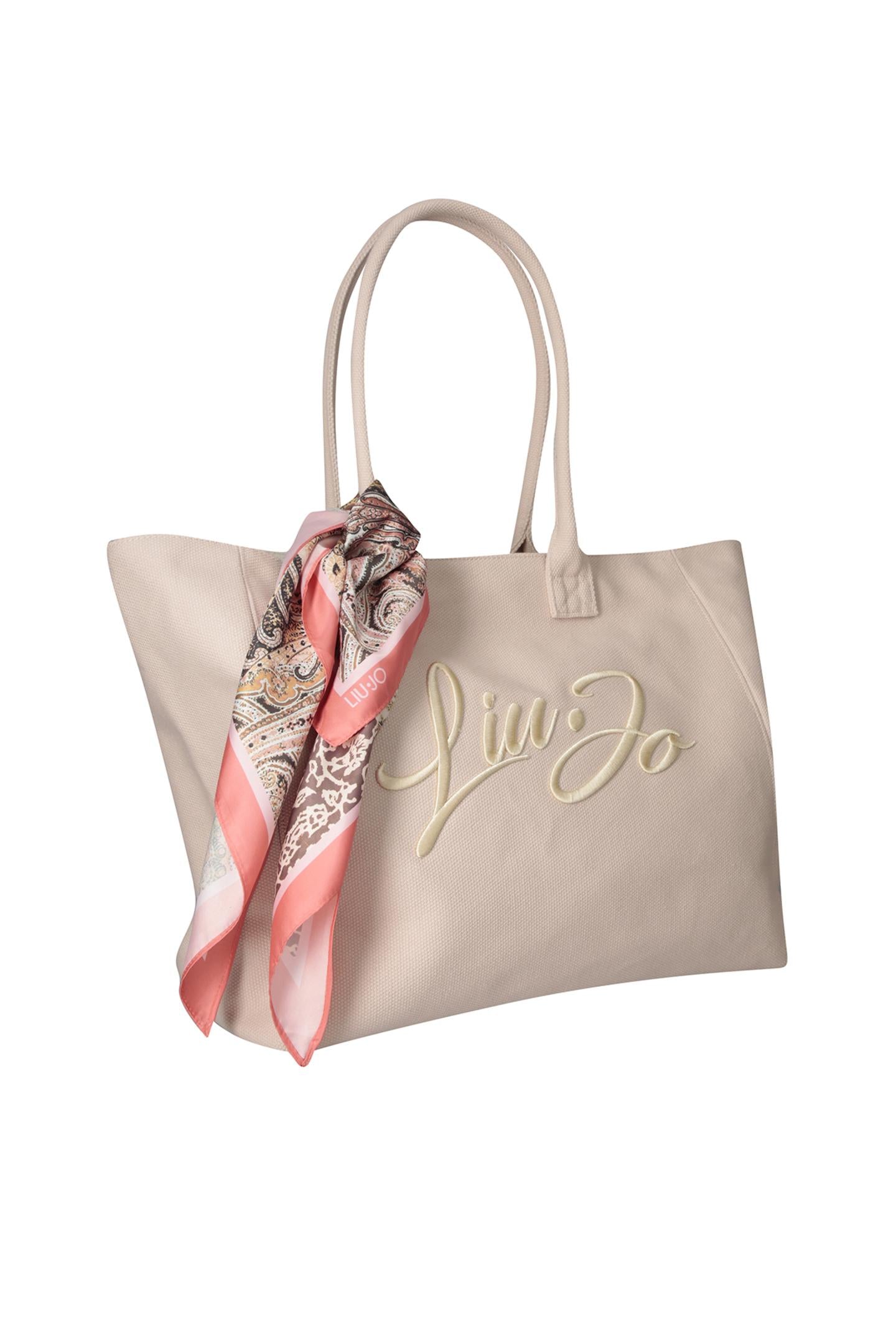 Borsa Shopping Liu Jo Donna con Logo Frontale e Foulard Decorativo Rosa TU | Giò Fashion