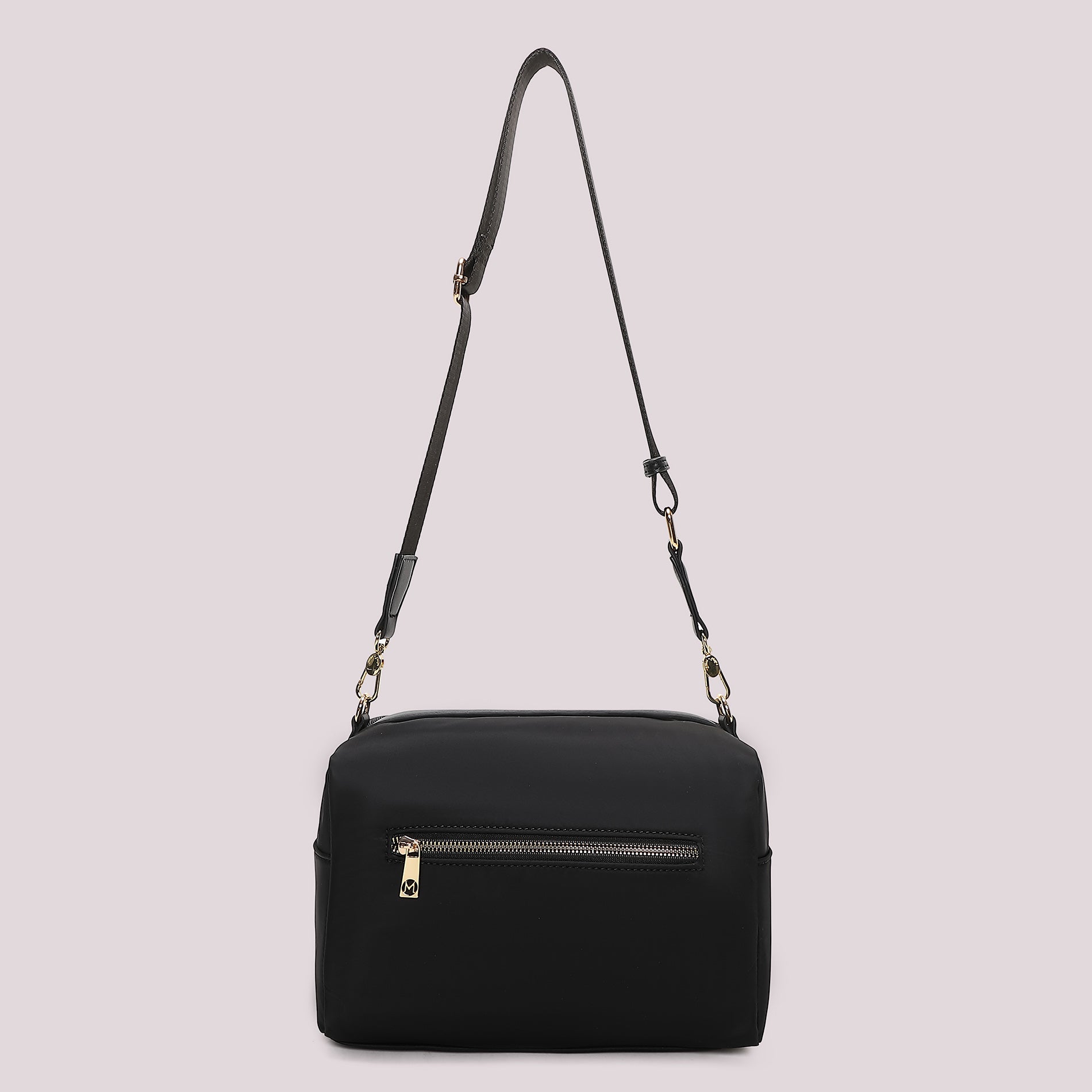 Borsa a tracolla Mimi Mua donna con doppia zip e design minimal elegante Nero TU | Giò Fashion