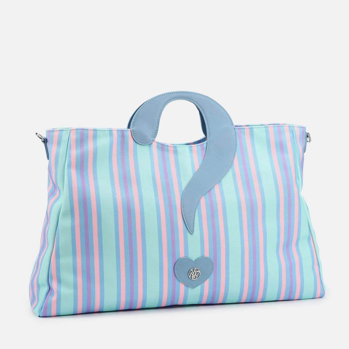 YNot borsa shopping a righe con punto interrogativo