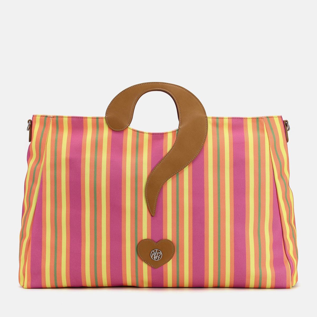 YNot borsa shopping a righe con punto interrogativo
