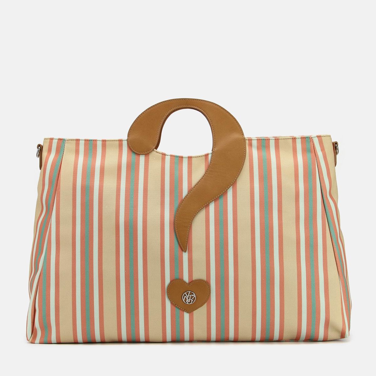 YNot borsa shopping a righe con punto interrogativo