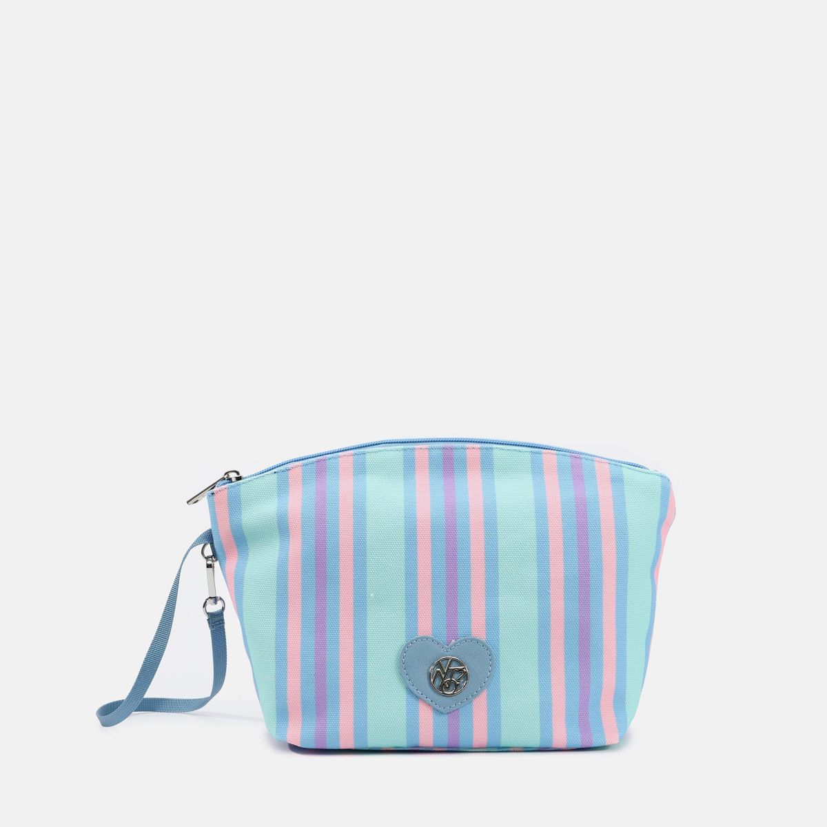 YNot beauty case a righe multicolor con logo a cuore