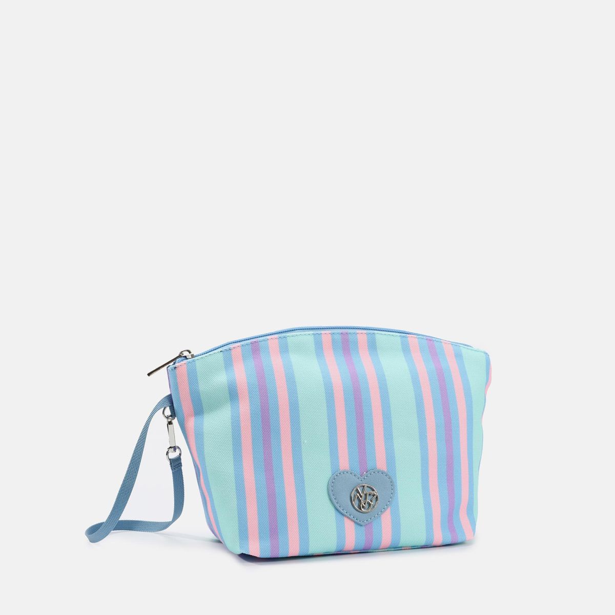 YNot beauty case a righe multicolor con logo a cuore