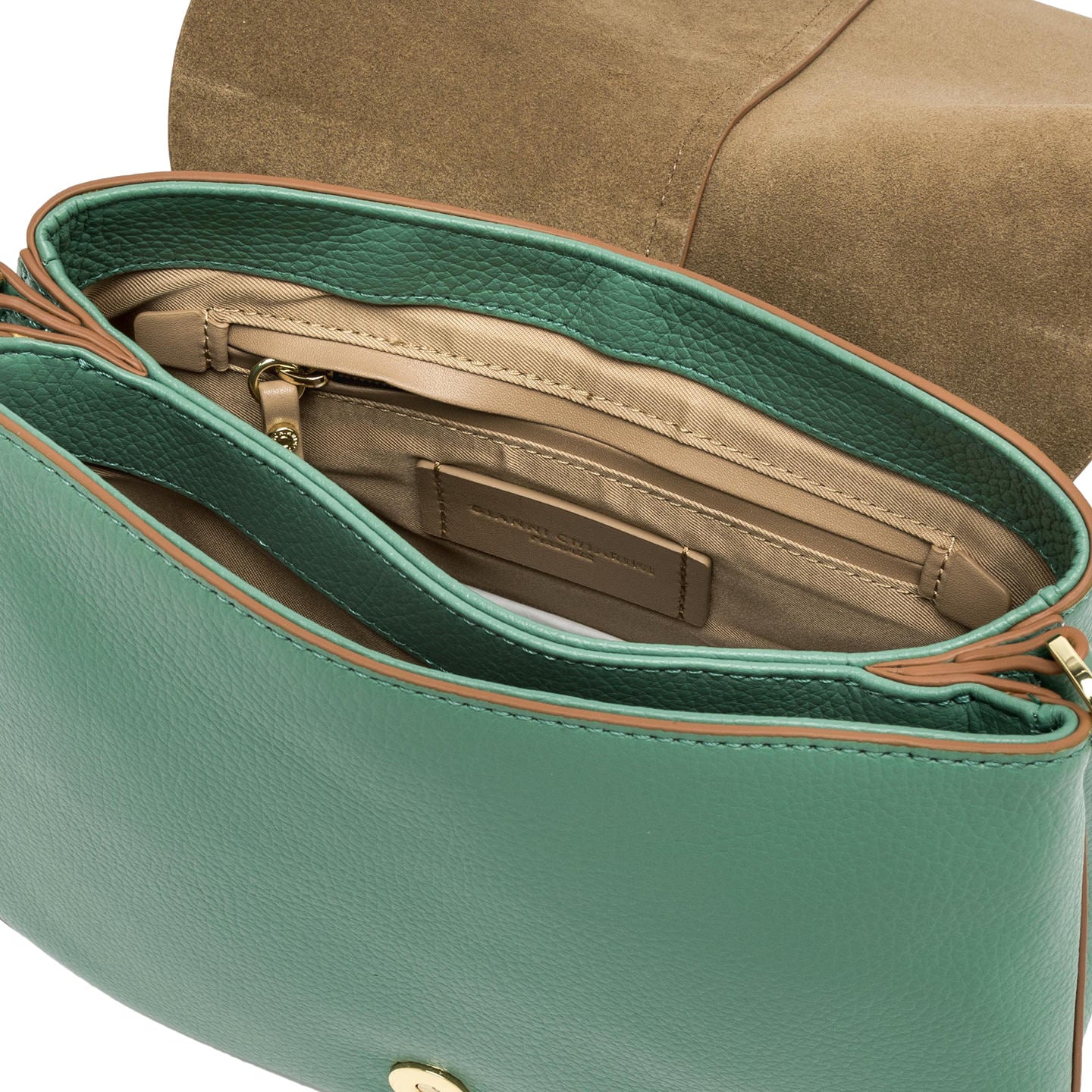 Gianni Chiarini Helena Round borsa a tracolla in pelle martellata con tasche organizzate Menta TU | Giò Fashion