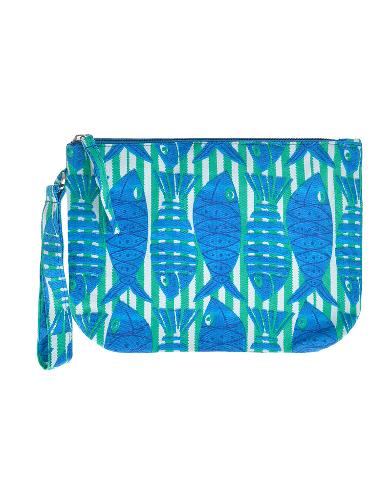 Ble Resort Collection Borsetta Blu in Tessuto 'Pesci'