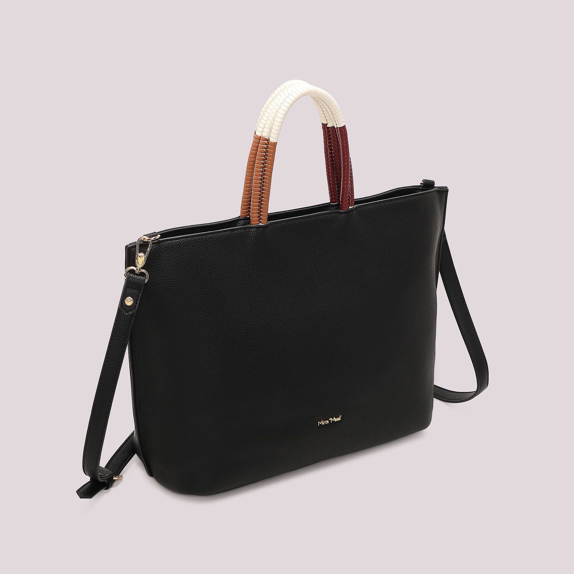 Mimi Mua borsa a mano con manici intrecciati e tracolla removibile NERO TU | Giò Fashion