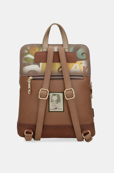 Zaino Anekke con tasca frontale con zip e grafica decorativa Marrone TU | Giò Fashion