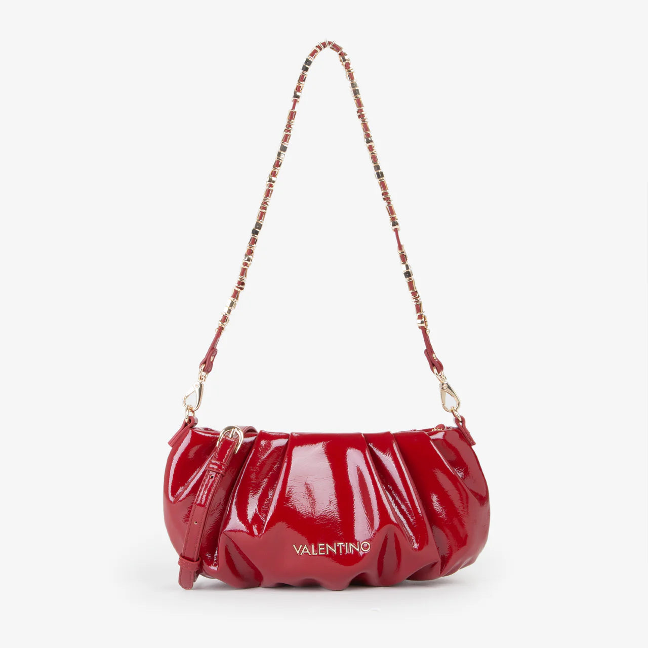Valentino borsa a spalla in vernice con manico intrecciato Rosso TU | Giò Fashion