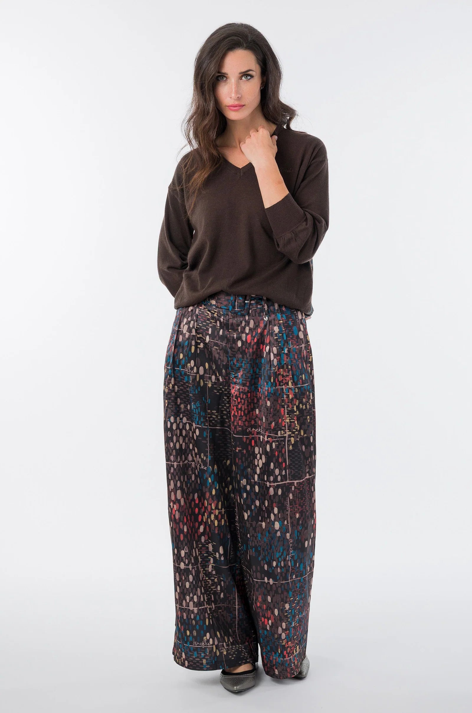 Pantaloni Palazzo Donna Anekke Blossom con Stampa Artistica