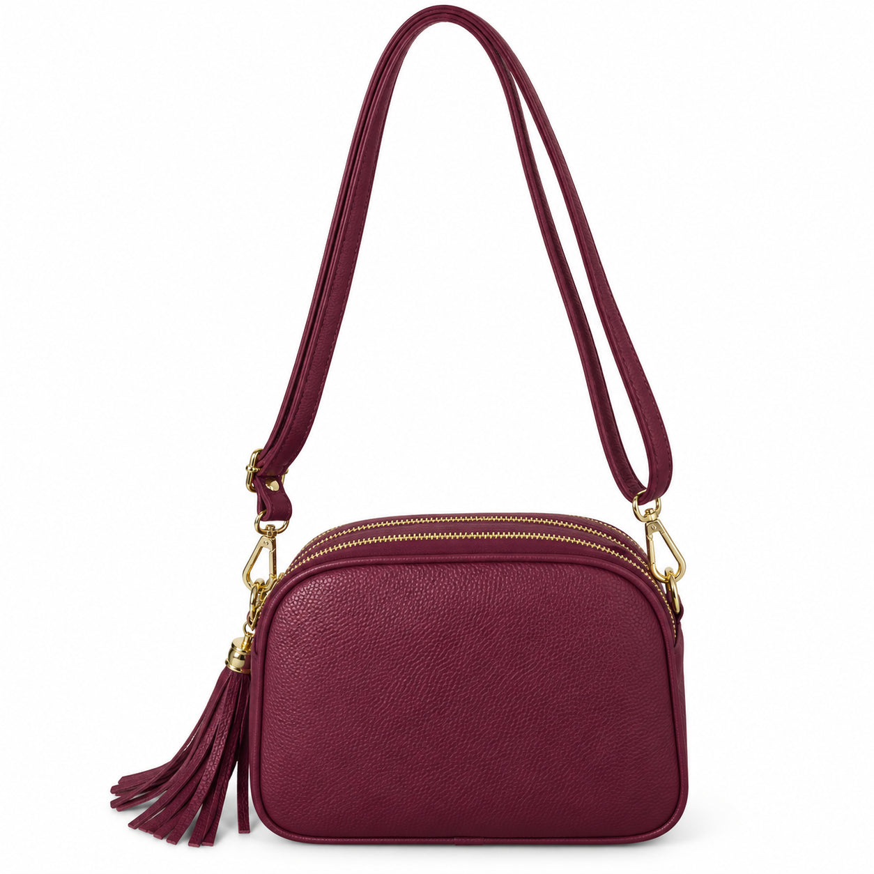 Borsa Donna a Tracolla Nera con Doppia Zip e Nappina