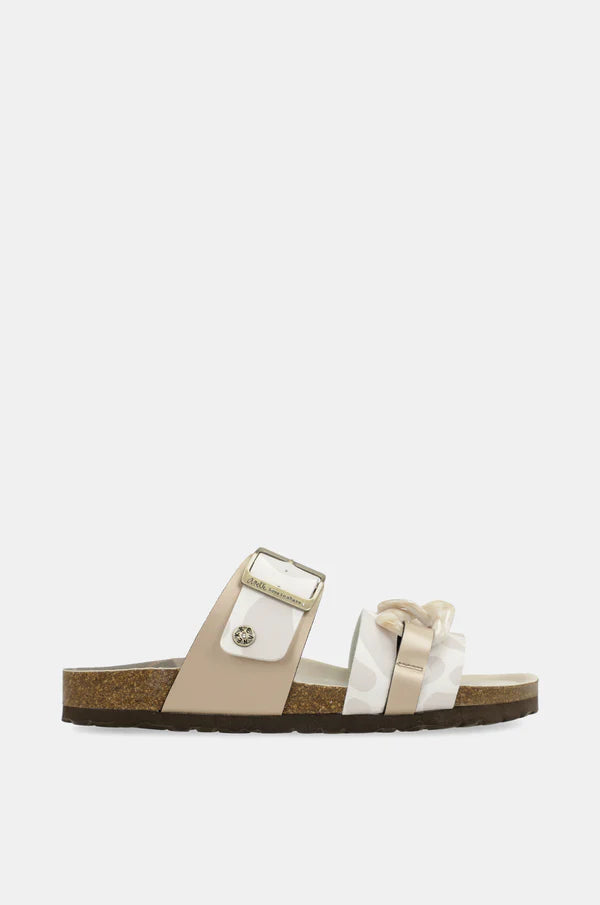 Ciabatte donna Anekke con fibbia regolabile e dettaglio catena Beige 41 | Giò Fashion