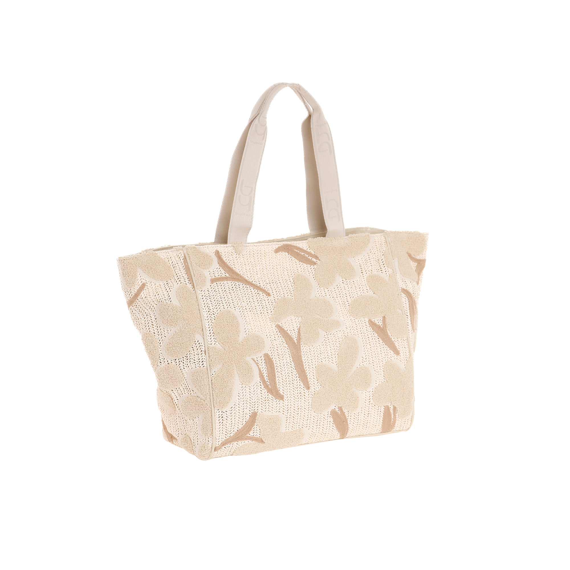 Borsa shopping Byblos donna in tessuto con fantasia floreale e manici a spalla Beige TU | Giò Fashion