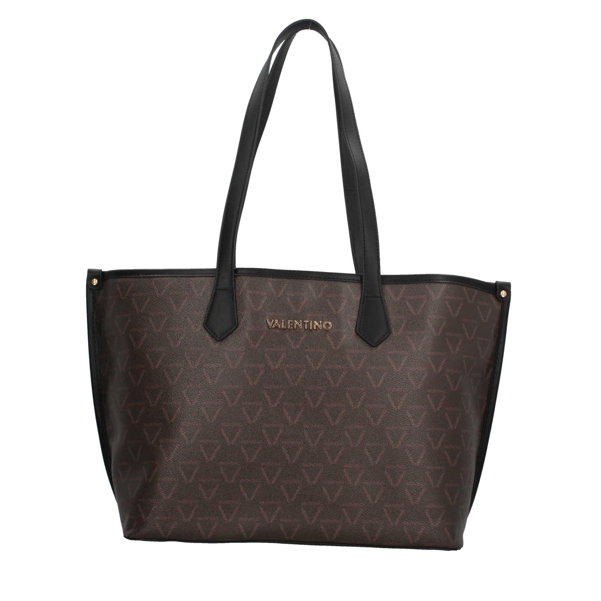 Shopper Valentino con stampa monogram e manici lunghi MORO/NERO TU | Giò Fashion