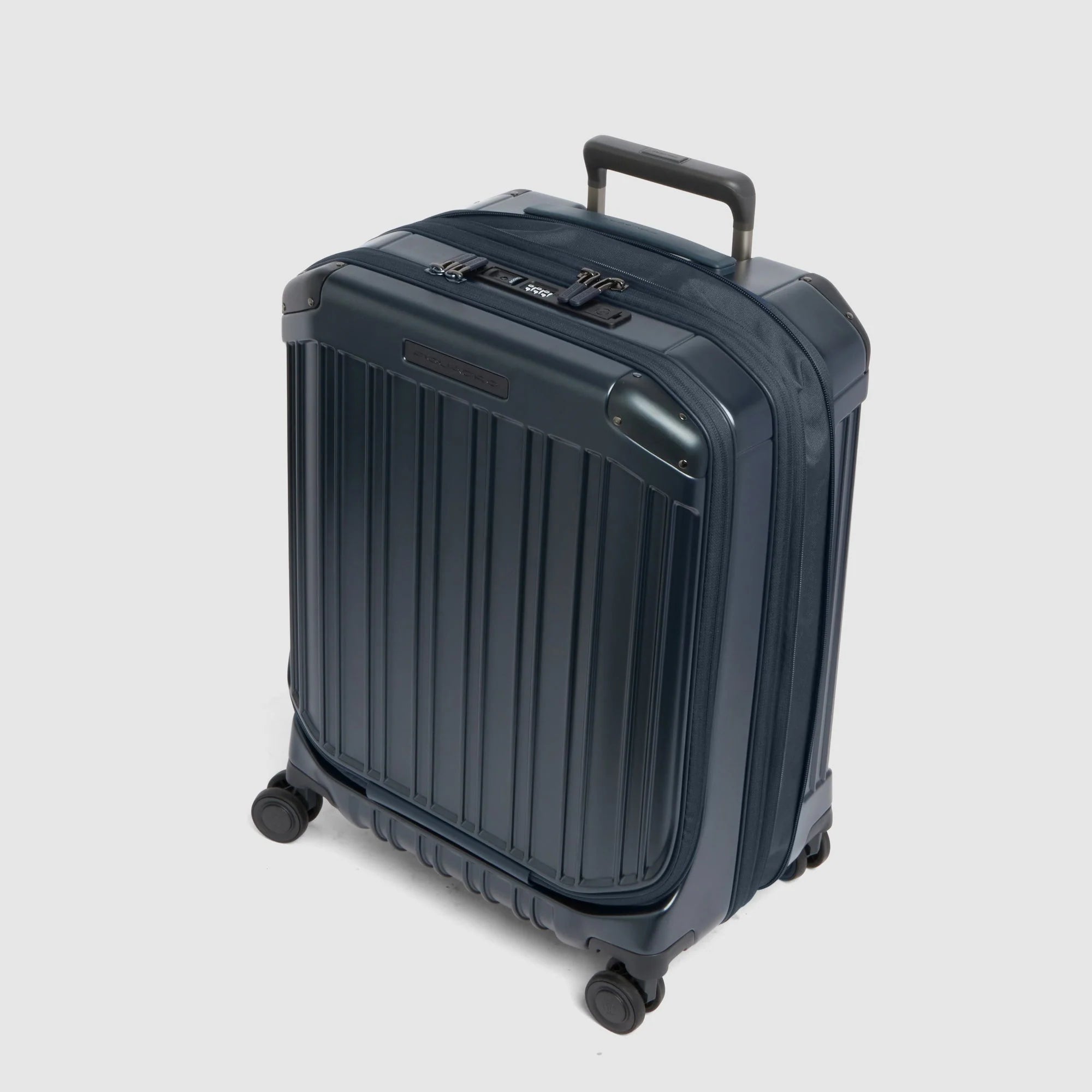 Piquadro Trolley Rigido da Cabina PQ-Light Blu Opaco Espandibile con 4 Ruote e Porta PC 17,3"