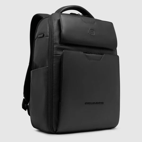 Zaino porta PC 15,6 Piquadro in pelle con comparto viaggio e tasche organizzate NERO TU | Giò Fashion