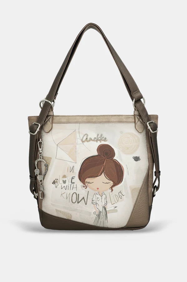 Borsa a spalla donna Anekke con zip e manici regolabili capiente Marrone TU | Giò Fashion