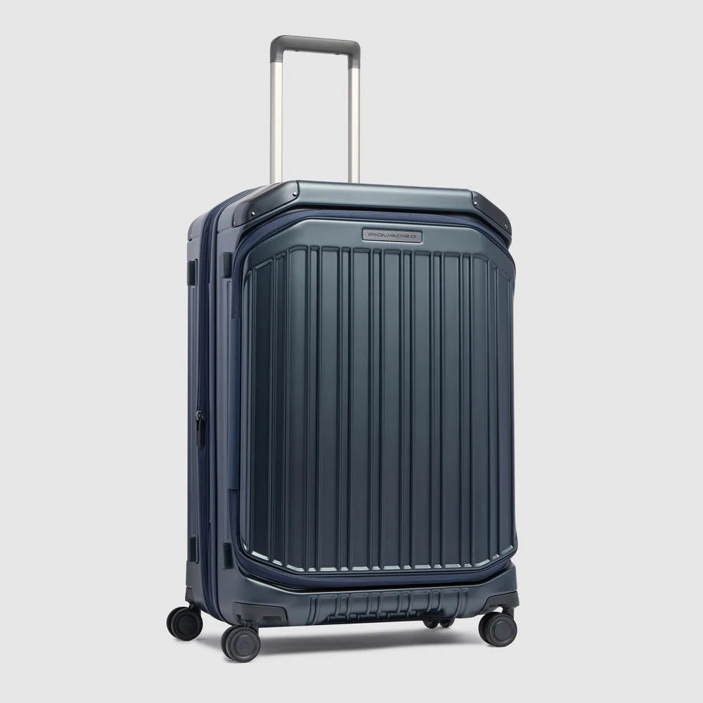 Piquadro Trolley Medio Rigido PQ-Light Verde Opaco Espandibile con 4 Ruote