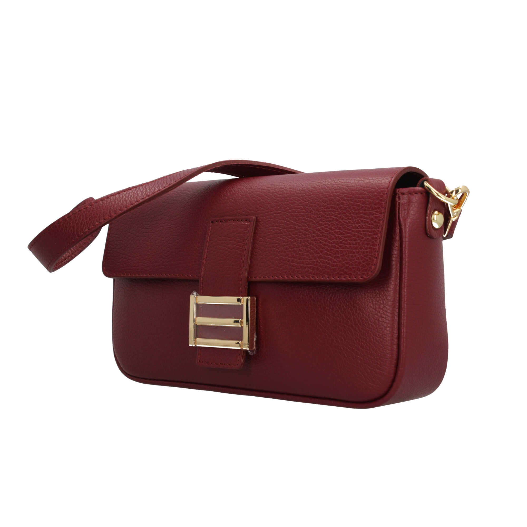 Borsa a tracolla in vera pelle martellata Made in Italy BORDEAUX TU | Giò Fashion