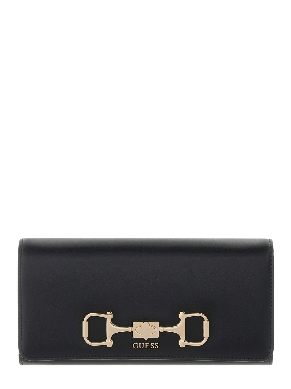 Portafoglio Guess donna elegante con dettaglio morsetto frontale Nero TU | Giò Fashion