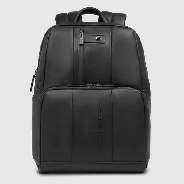 Zaino porta PC 14 Piquadro in pelle con doppio comparto e protezione Shock Absorber